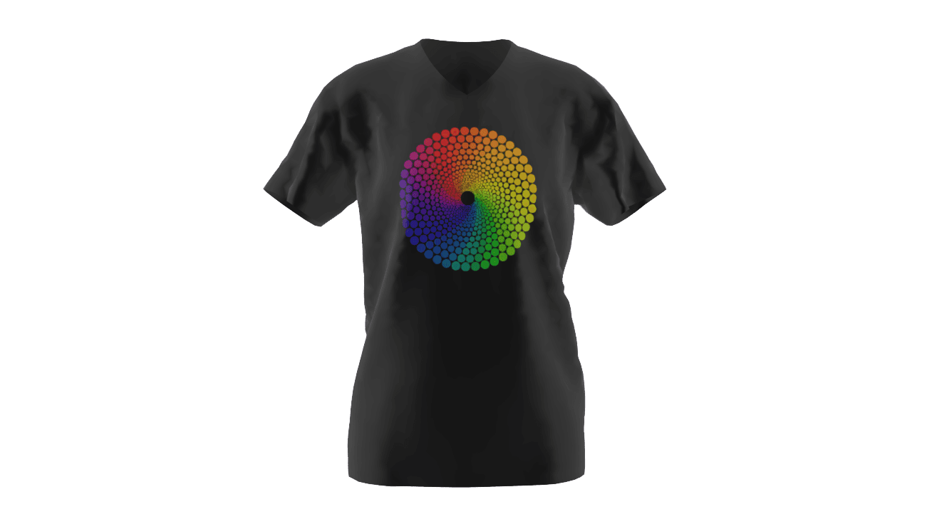 A 3D model of a black shirt with the Mix3d logo on the front
